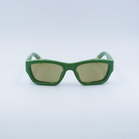 Jacquemus MERIDIANO JAC/9 C3 Sunglasses Shiny Green Rectangle Frame,Green Lenses - Picture 2 of 11